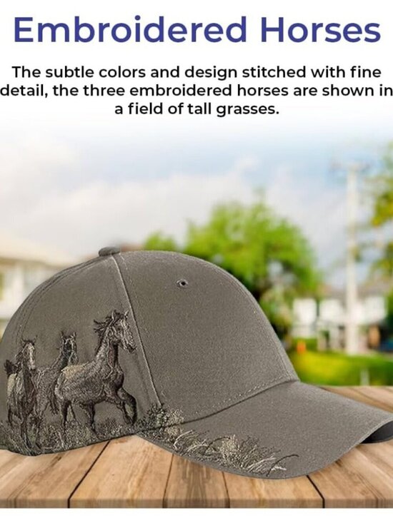 Women\'s Embroidered Horses Baseball Hat Barn Cap for Horse Lovers Cotton Twill